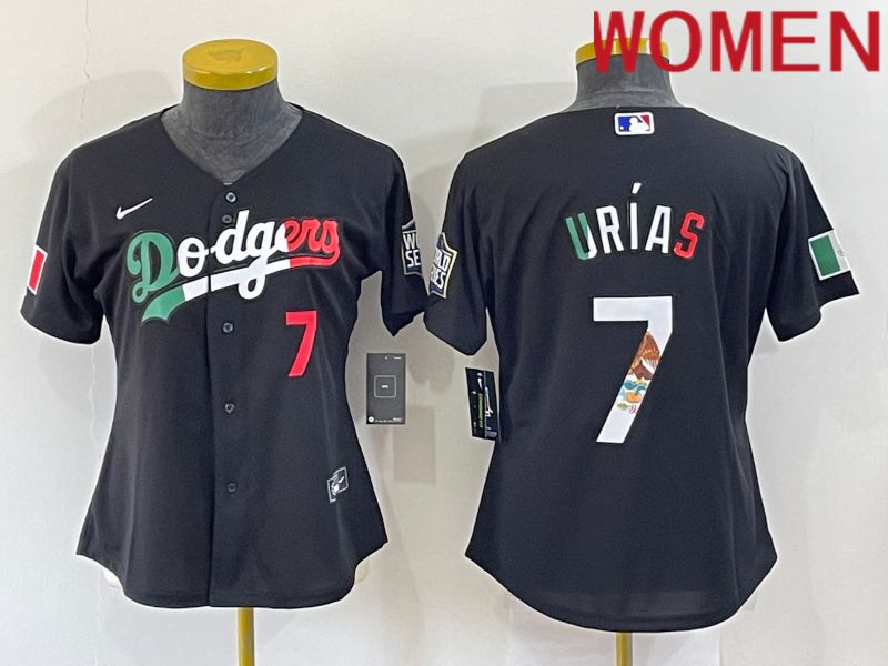 Women Los Angeles Dodgers #7 Urias Black Nike 2022 MLB Jersey2
